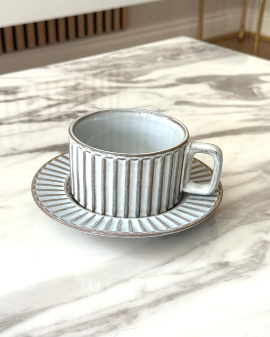 Rustic Short Cup & Saucer Ice