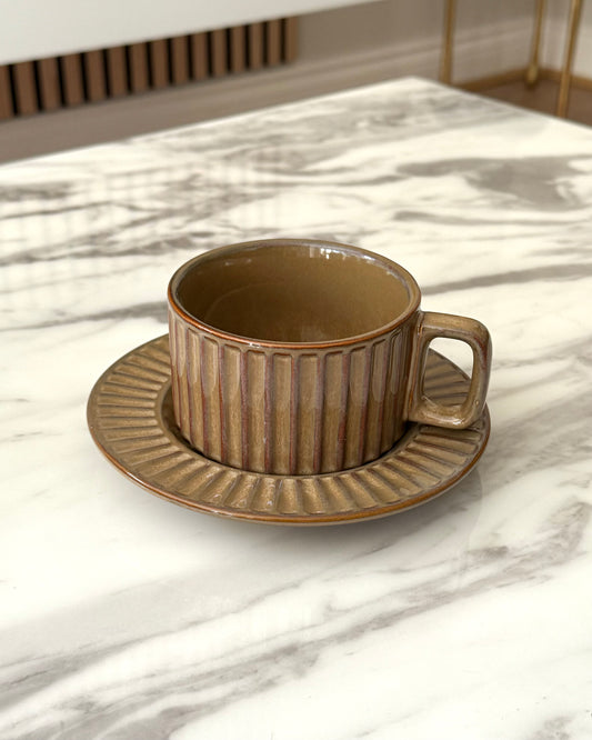 Rustic Short Cup & Saucer  Desert