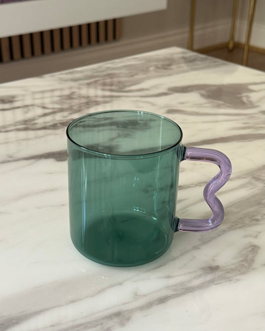 Groovy Wave Green Glass Mug