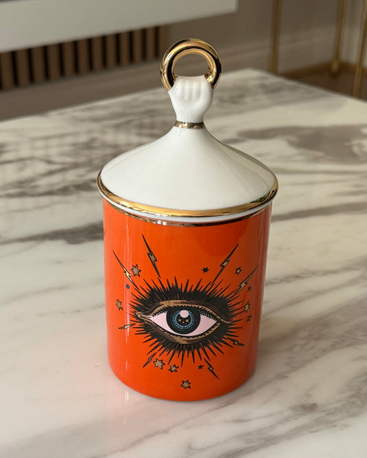 Mystic Gaze Orange Eye Ceramic Jar